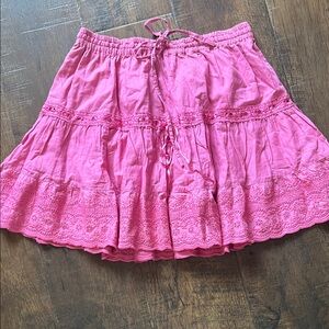 Passport Pink A-Line Skirt with Lace Detail